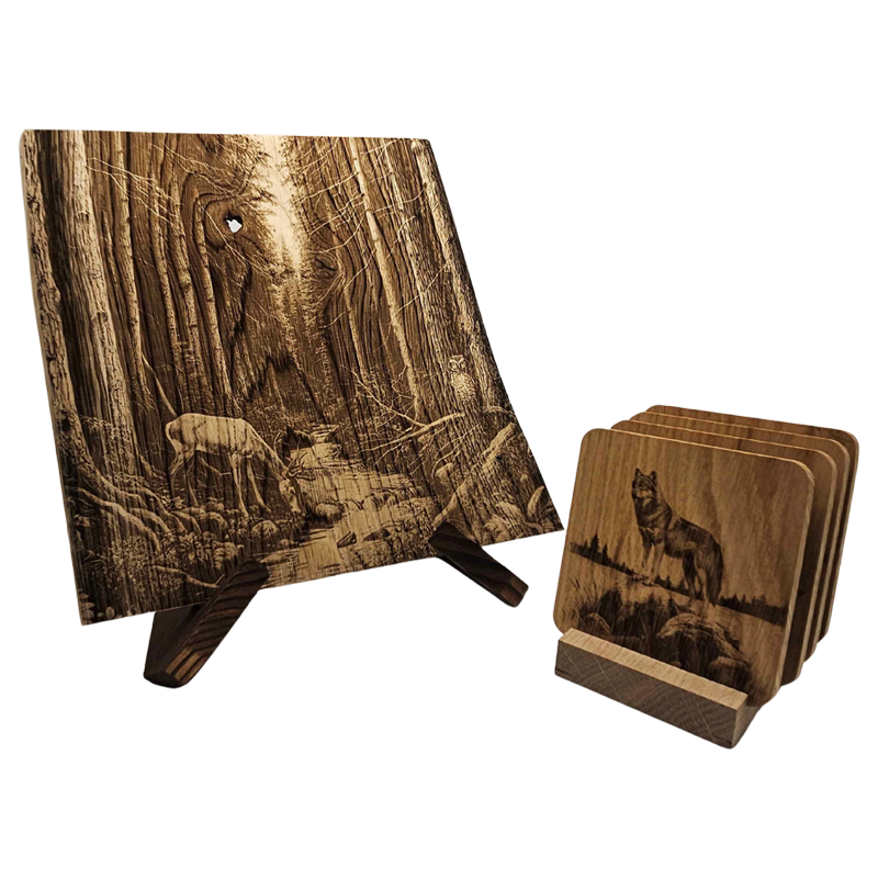 Pack cadeau en bois gravé