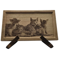 Cadre en chêne avec photo de chat gravée