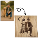 Image montrant la photo utilisée et sa gravure d'un homme et son chien