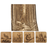 Pack cadeau en bois gravé - planche avec sous-verres