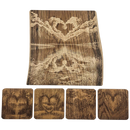 Pack cadeau en bois gravé - planche avec sous-verres