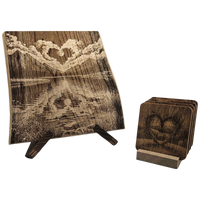 Pack cadeau en bois gravé - planche avec sous-verres