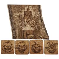 Pack cadeau en bois gravé - planche avec sous-verres
