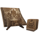 Pack cadeau en bois gravé - planche avec sous-verres