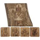 Pack cadeau en bois gravé - planche avec sous-verres