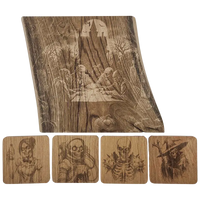 Pack cadeau en bois gravé - planche avec sous-verres