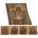 Pack cadeau en bois gravé - planche avec sous-verres