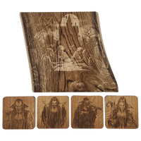 Pack cadeau en bois gravé - planche avec sous-verres