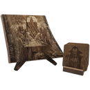Pack cadeau en bois gravé - planche avec sous-verres
