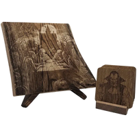 Pack cadeau en bois gravé - planche avec sous-verres