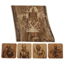 Pack cadeau en bois gravé - planche avec sous-verres
