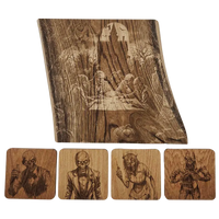 Pack cadeau en bois gravé - planche avec sous-verres
